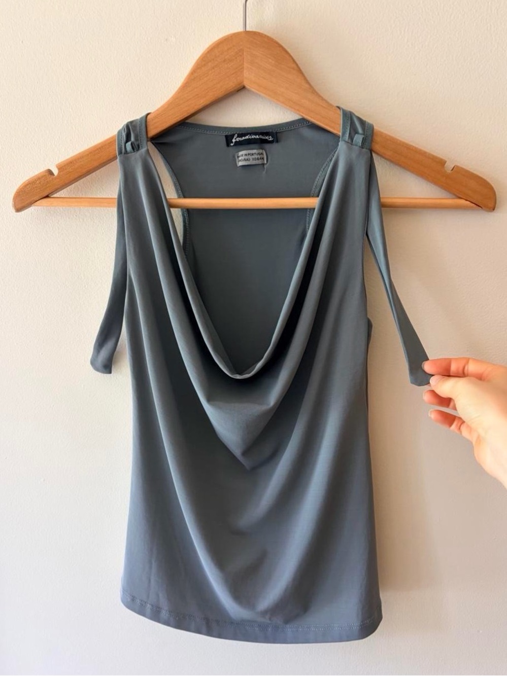 Y2K euro subversive cowl neck gray tank top avant-garde drape strap vintage XS/S